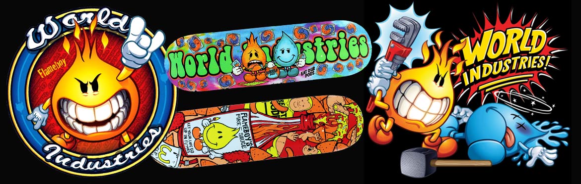 World Industries Flame Boy 8.25" Crank Call Natural Top Stain Skateboard Deck 