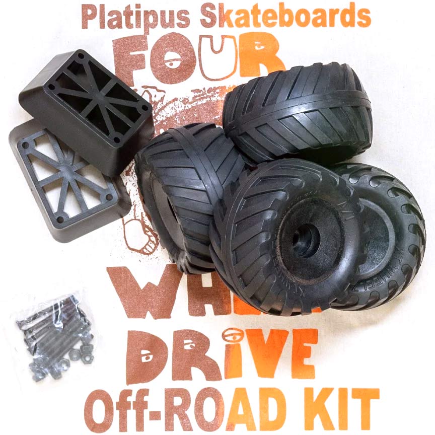 Off Road Longboard Wheels 103mm DIRT GRASS ASPHALT Free Riser Hardware Kit Skate
