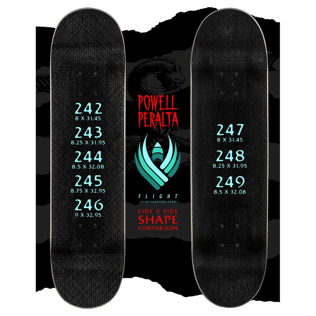 Powell-Peralta Skateboard Deck Biss Marion Moth Flight 8.25 x 31.95 