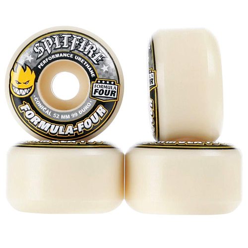Spitfire Skateboard Wheels 52mm F4 99A Conical Yellow Print 