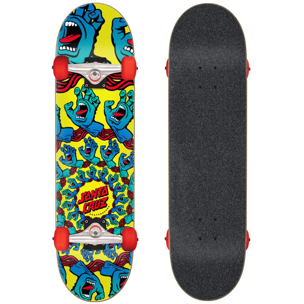 Santa Cruz Skateboard Complete Mandala Hand Yellow/Blue/Red 8.25" x 31.5" 