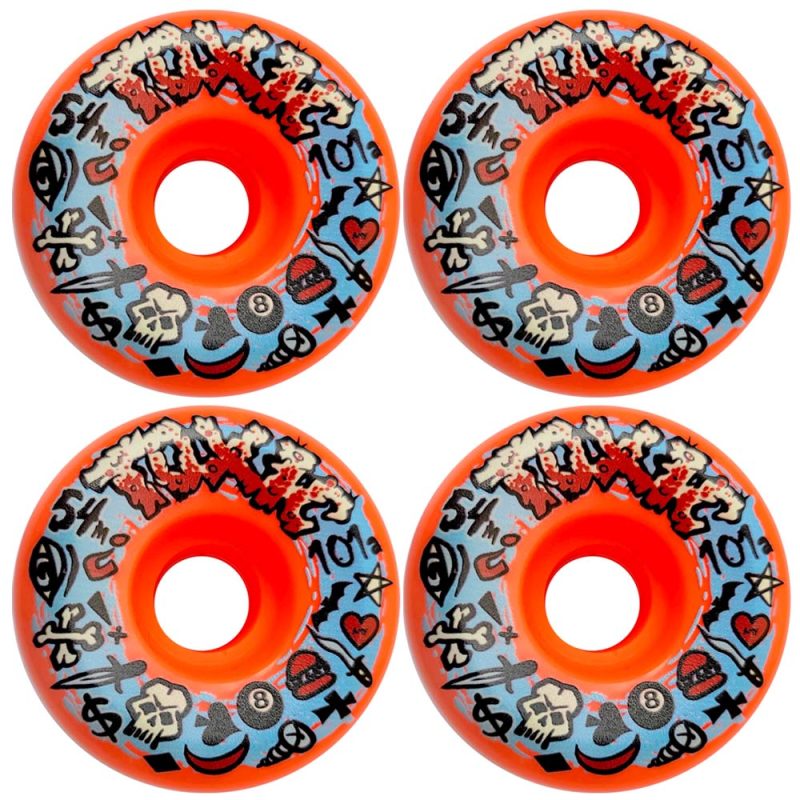 Toxic Logo Performance Wheels 54mm 101a Fluorescent Orange Skateboard Canada Pickup Vancouver