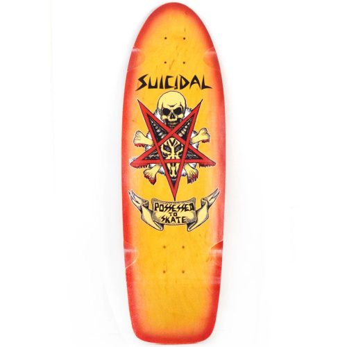 Suicidal Skates Possessed to Skate 70's Classic Reissue Deck 9" x 30" Made in USA Yellow Red Fade Canada Pickup Vancouver