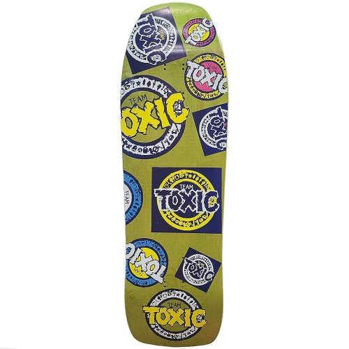Toxic Team Logo Reissue Deck 9.75" x 31.75" Green Stain '80s Skateboard Canada Pickup Vancouver