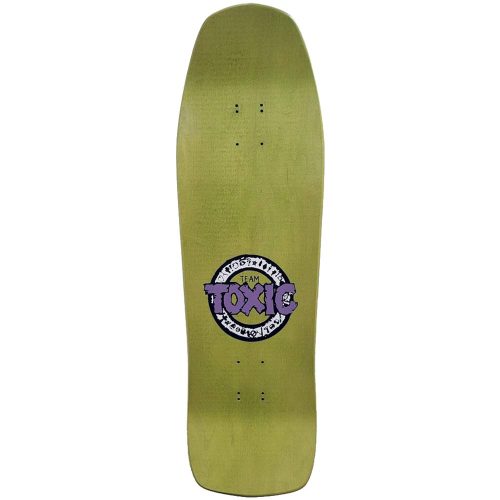 Toxic Team Logo Reissue Deck 9.75" x 31.75" Green Stain '80s Skateboard Canada Pickup Vancouver