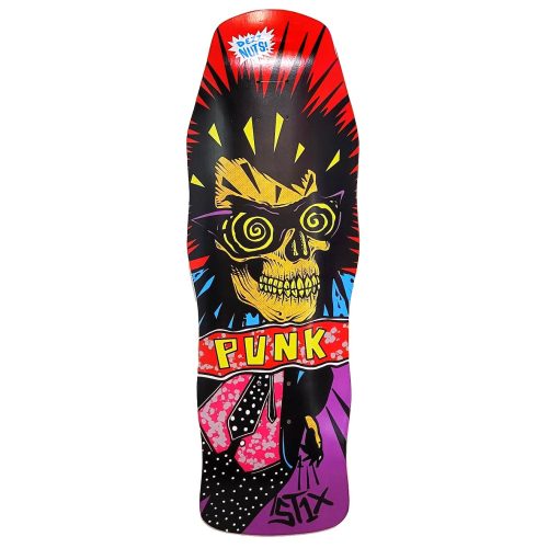 Vision OG Psycho Stick Skate Deck Black Pink 10x30.5 w/ MOB Grip 