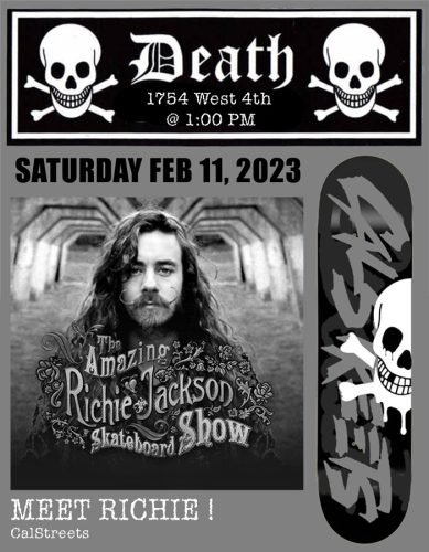 Richie Jackson at CalStreets Vancouver Feb 11 2023. Death Skateboards