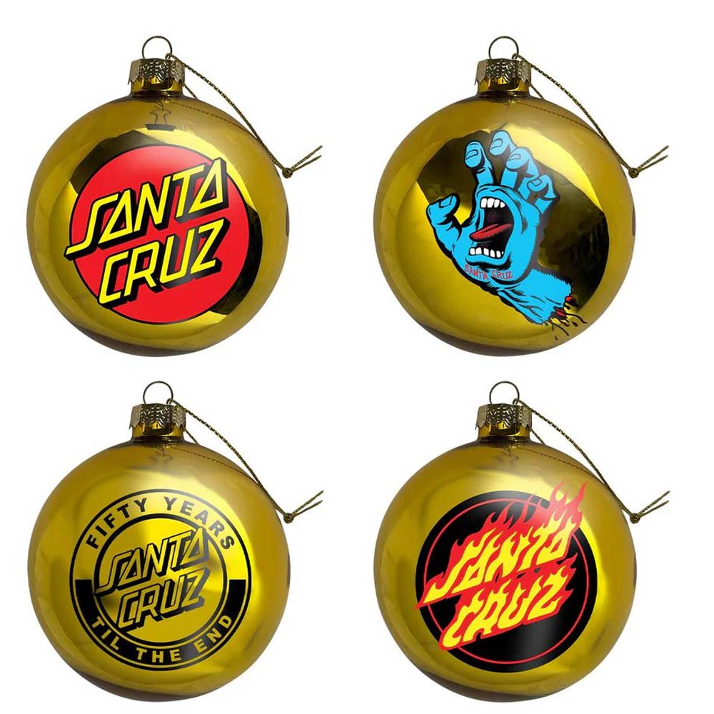 Santa Cruz Holiday Tree Ornament Set (4 pack) Gold - CalStreets BoarderLabs