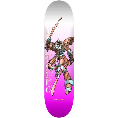 Powell Peralta Steve Caballero Gundam 8.25 skateboard deck in light blue with gold foil graphics