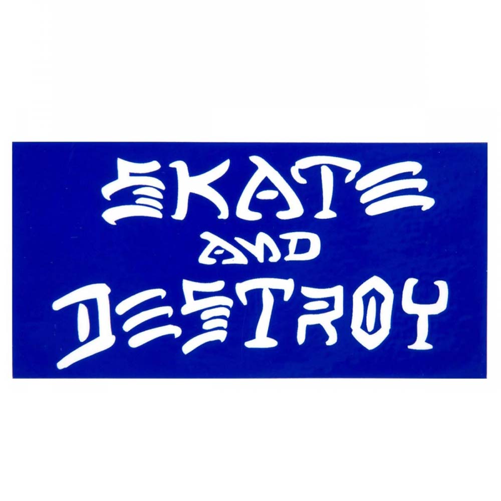 Skate And Destroy Skateboard Sticker 4in Thrasher white/blue si 
