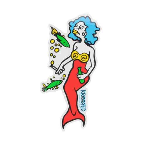 Krooked Skateboard Smoking Mermaid 3" x 6" Sticker