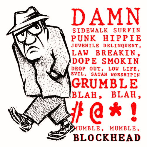 Buy Blockhead Skateboards and Reissues Canada Online sales Vancouver Pickup BLOCKHED-DAMN-MUMBLE-STICKER-SQARE
