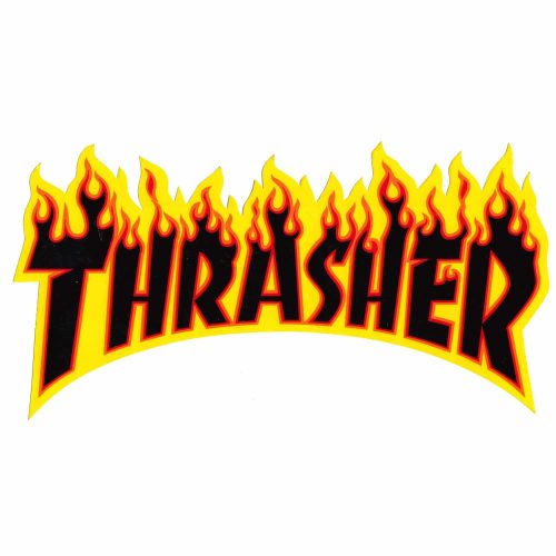 Thrasher Skateboard Sticker Green Flame 