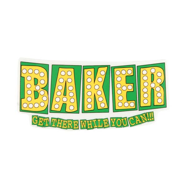 BAKER SKATEBOARDS STICKER 5 in x 2.5 in Yellow Skateboard Decal 